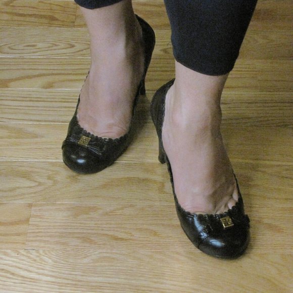 NEW Tory Burch Marie 4" Black Nappa Italian Leather Heel with Bow 9.5 - Picture 2 of 14